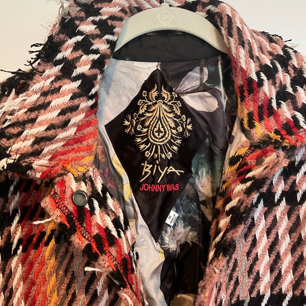 Worn once! Johnny Was wool and silk jacket! Super fun